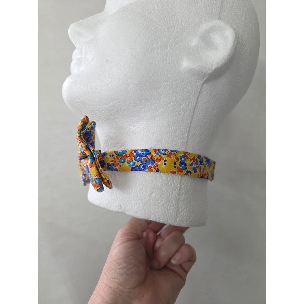 Saddlebred Bow Tie Men One Size Yellow Floral Silk Pre-Tied Adjustable 4.5